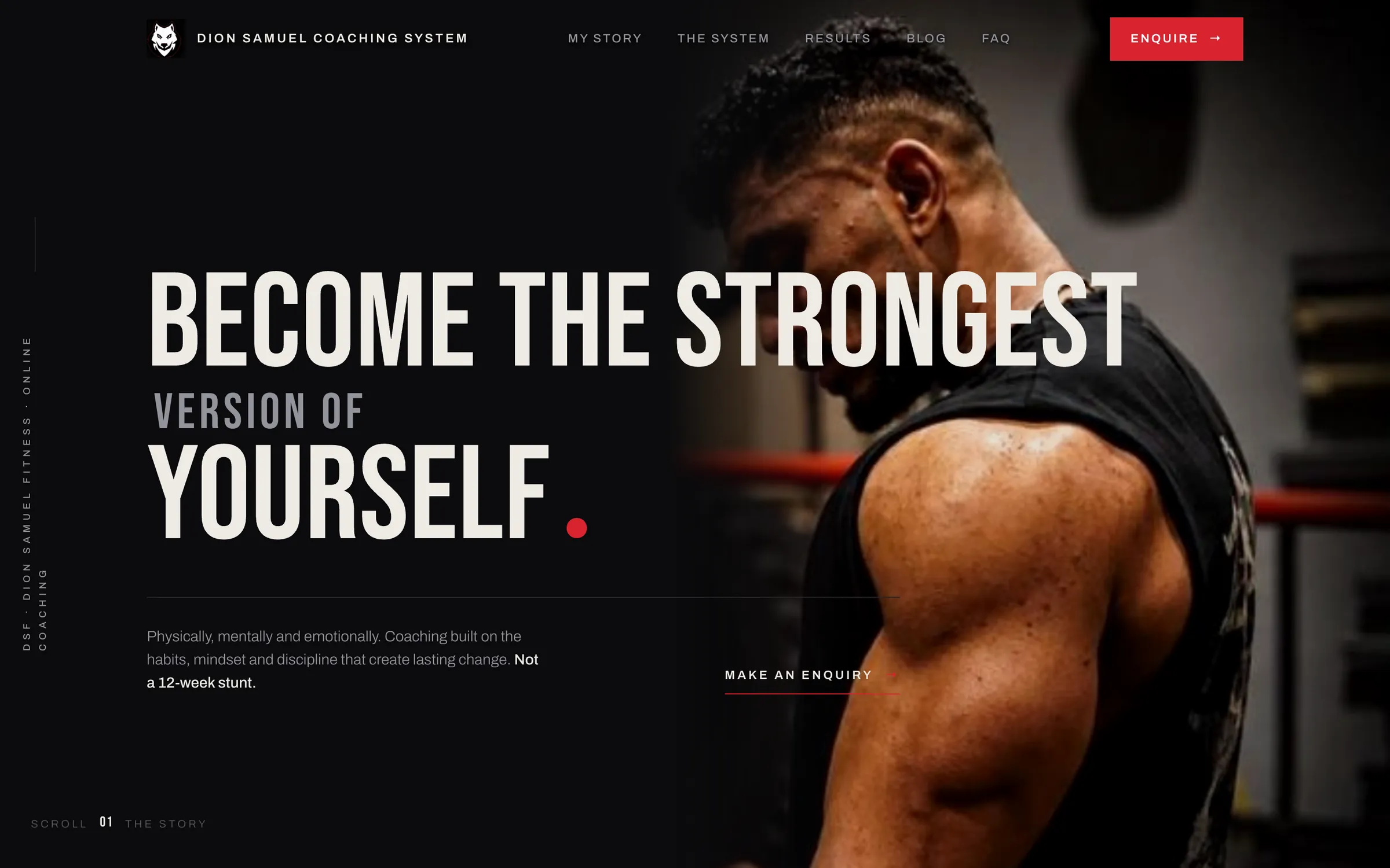 Dion Samuel Fitness homepage, online coaching for sustainable change