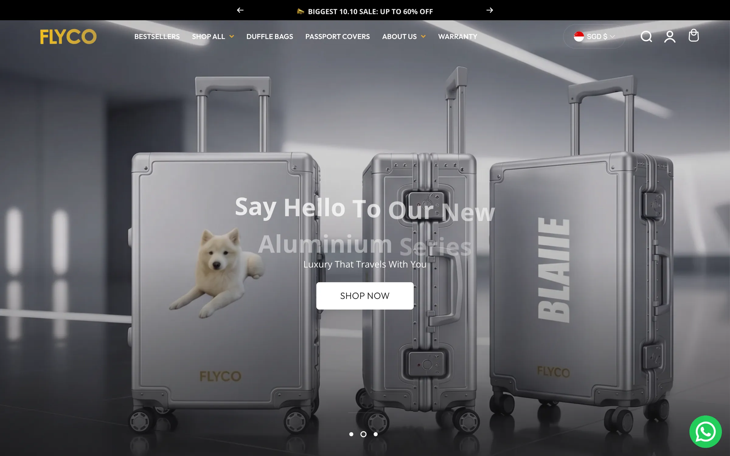 FLYCO homepage, introducing the new aluminium series