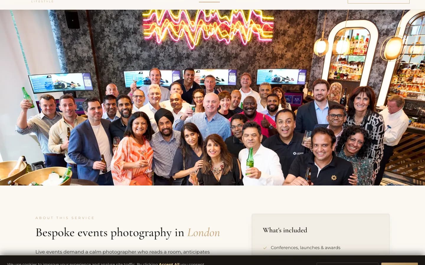 Events photography service page