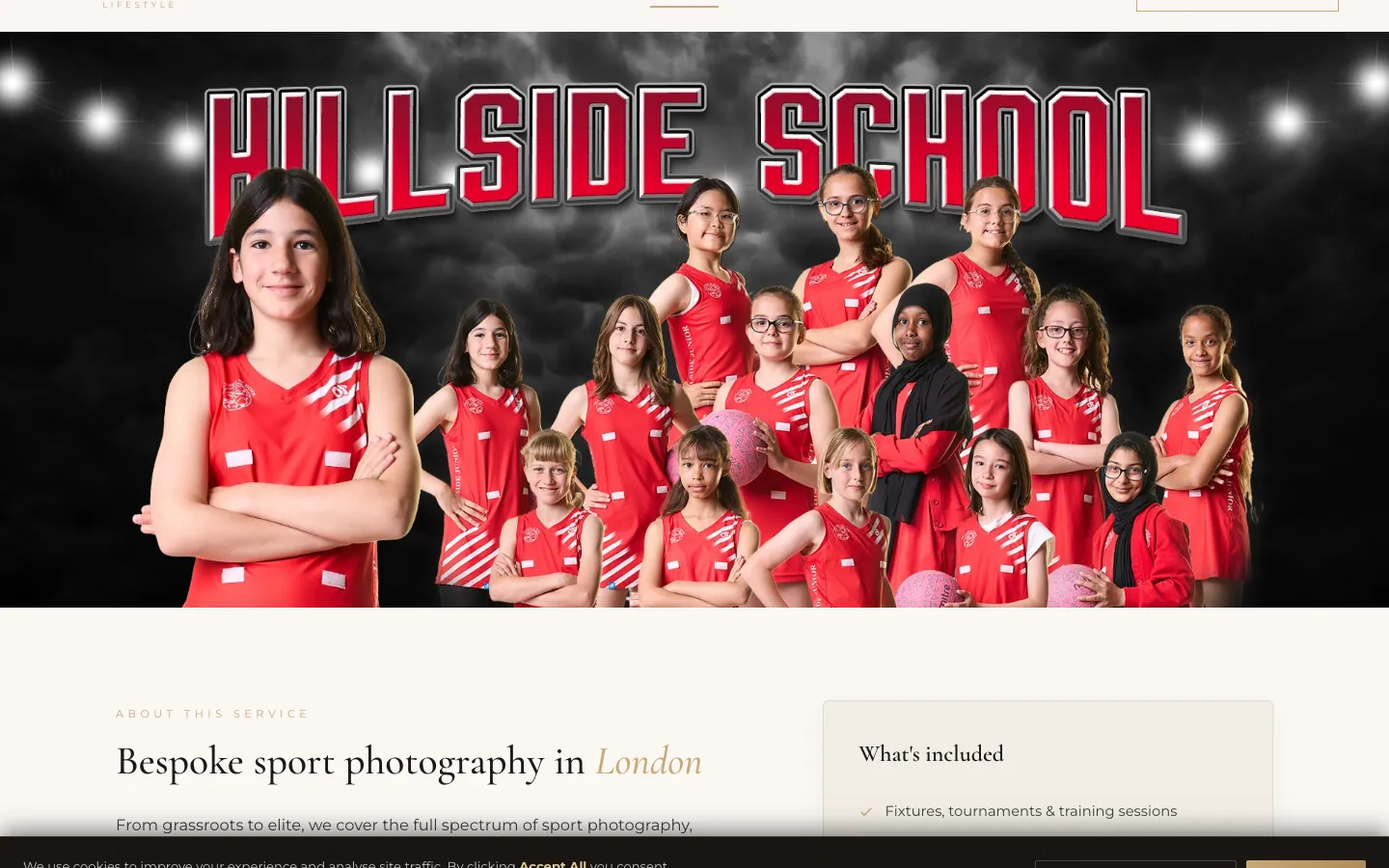 Sport photography service page