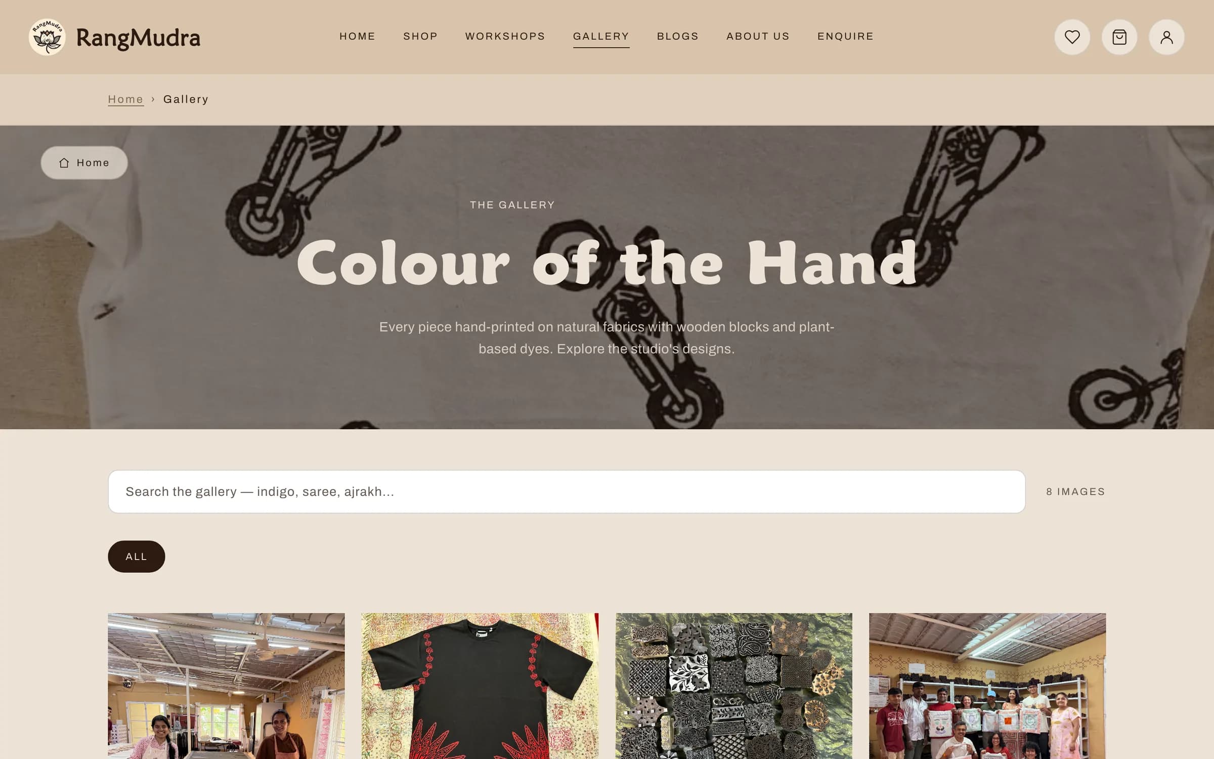 Searchable gallery of block-printed work from the studio