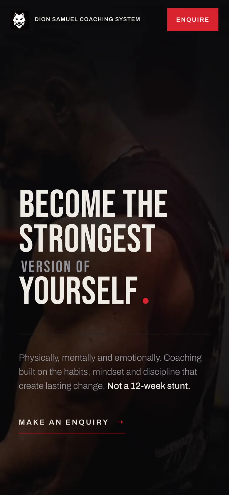Dion Samuel Fitness website on a phone
