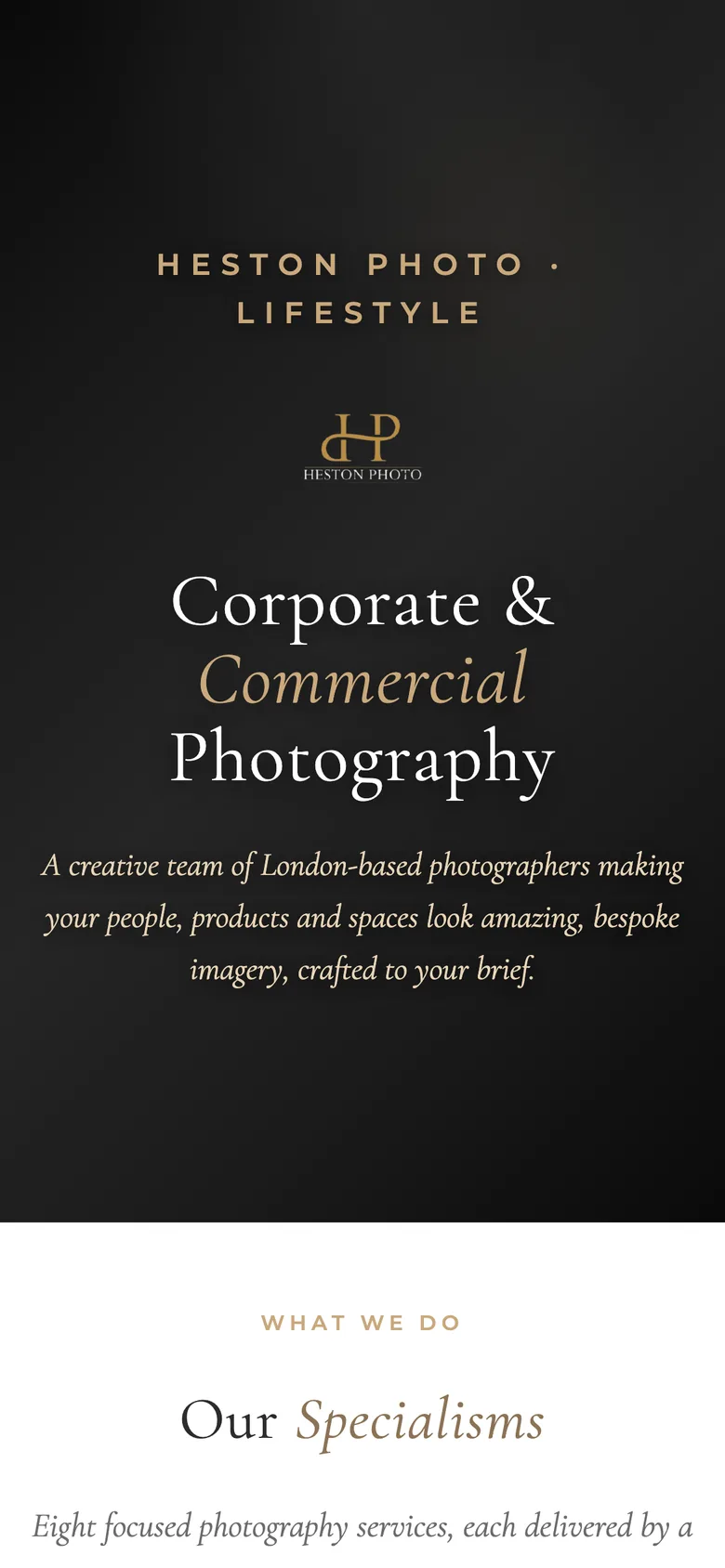 Heston Photo Lifestyle website on a phone