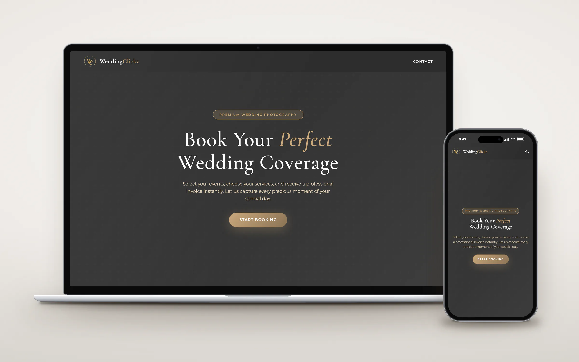 WeddingClickz quotation platform shown on a laptop and phone