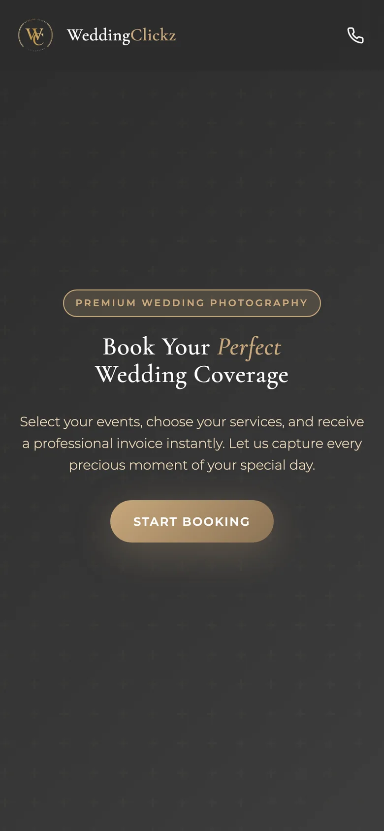 WeddingClickz website on a phone